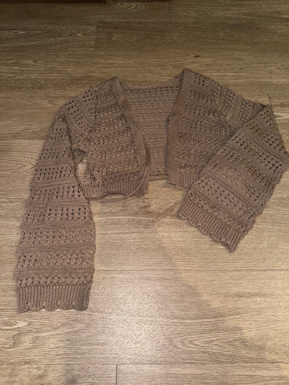 Nordstrom Cropped Open-Knit Cardigan in Brown